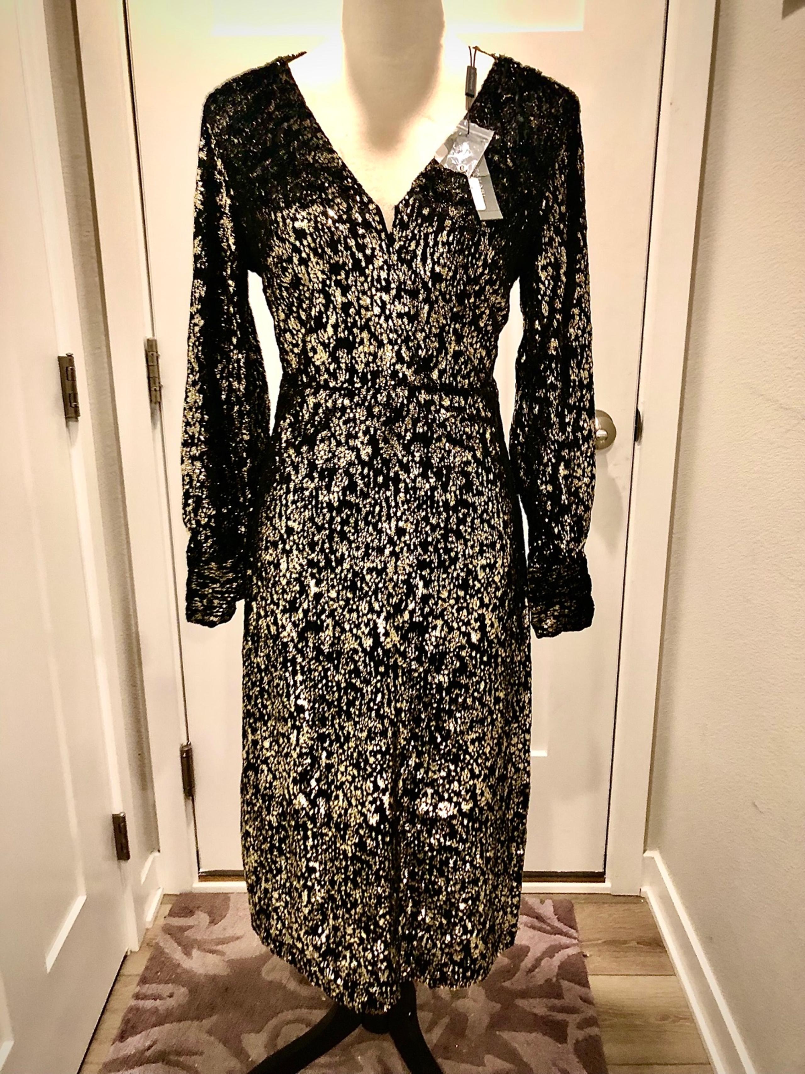 ELIE TAHARI Burnout Velvet Midi-Dress