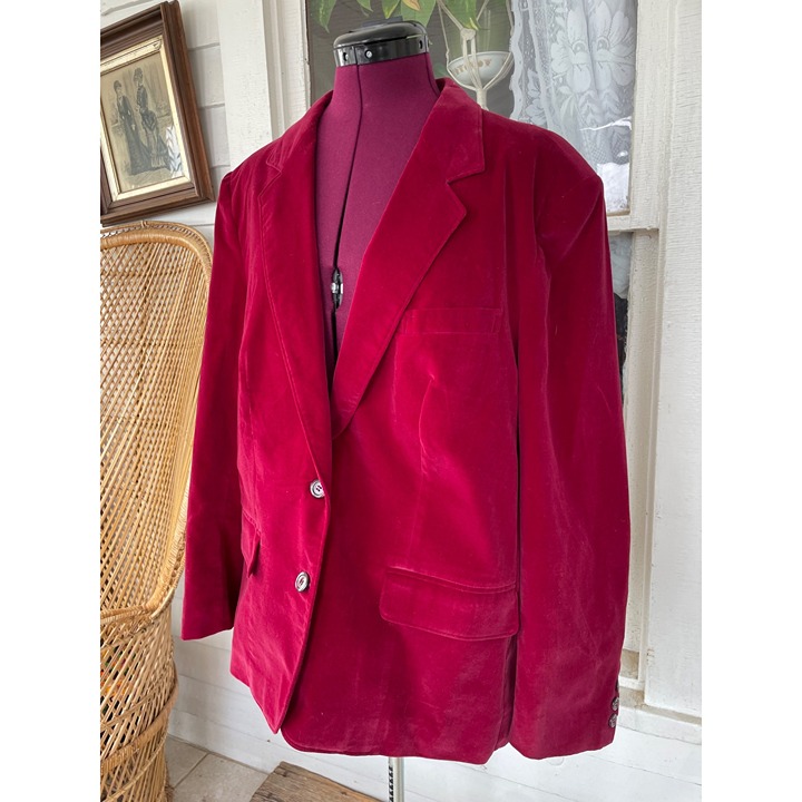VIntage 1960s Martha Manning Womens Velvet Blazer Burgundy Sz 18 XL