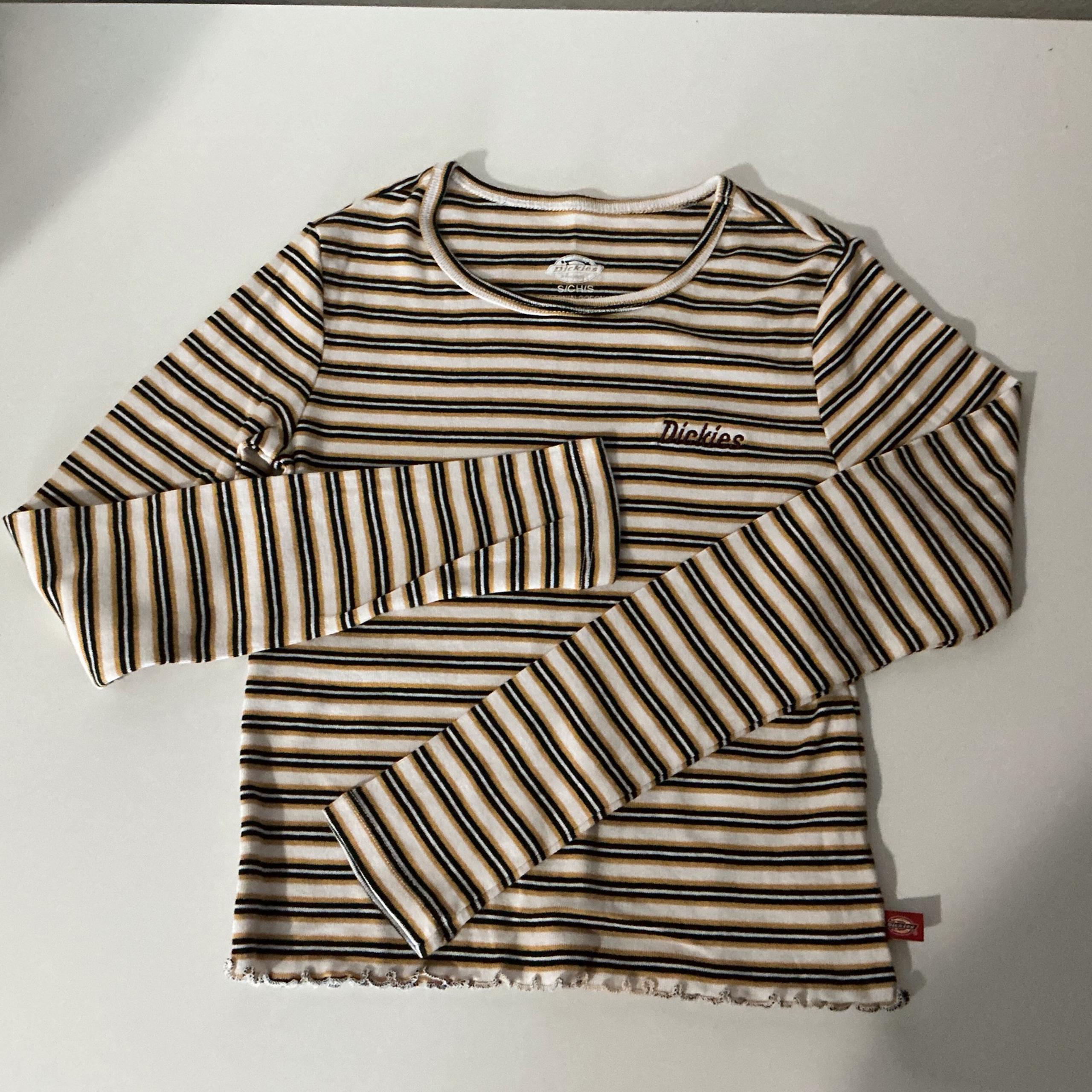 Striped Yellow,Black, and White Dickies Long Sleeve