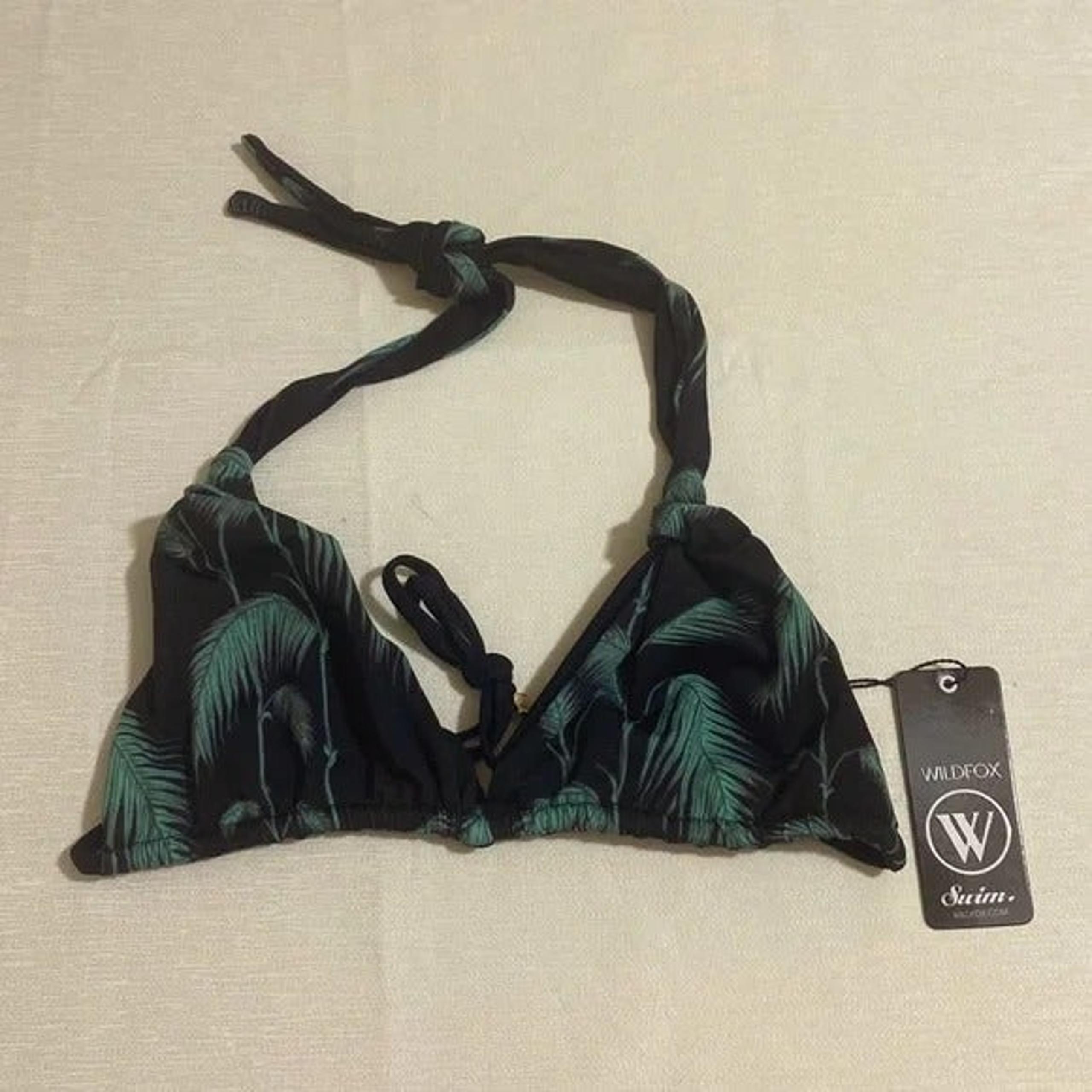 Size S--WILDFOX Women's Halter Style Tropical Plant Prints Bikini Top