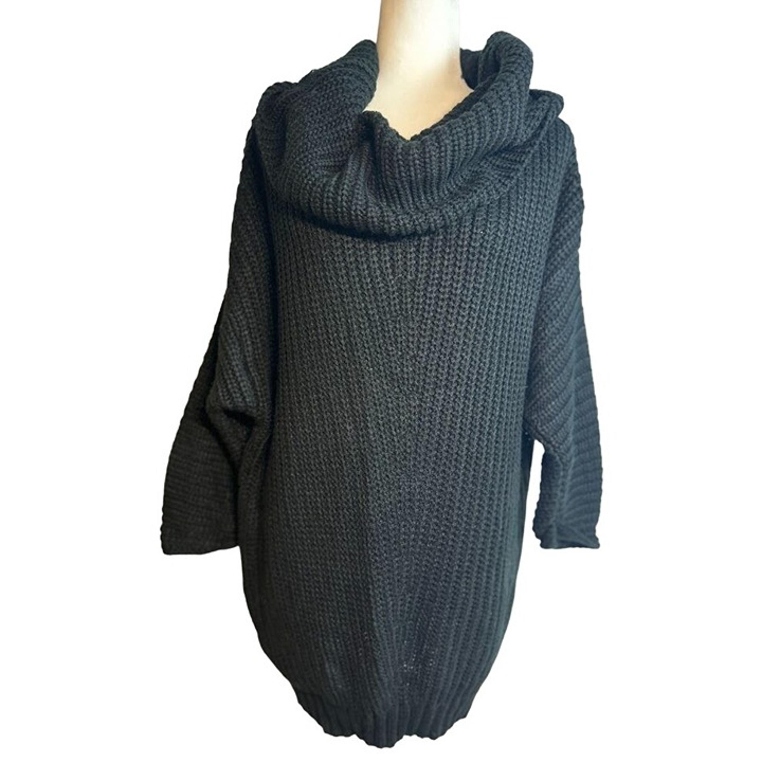 Umgee Size M Black Cowl Neck Knit Sweater Pullover  Women's NEW