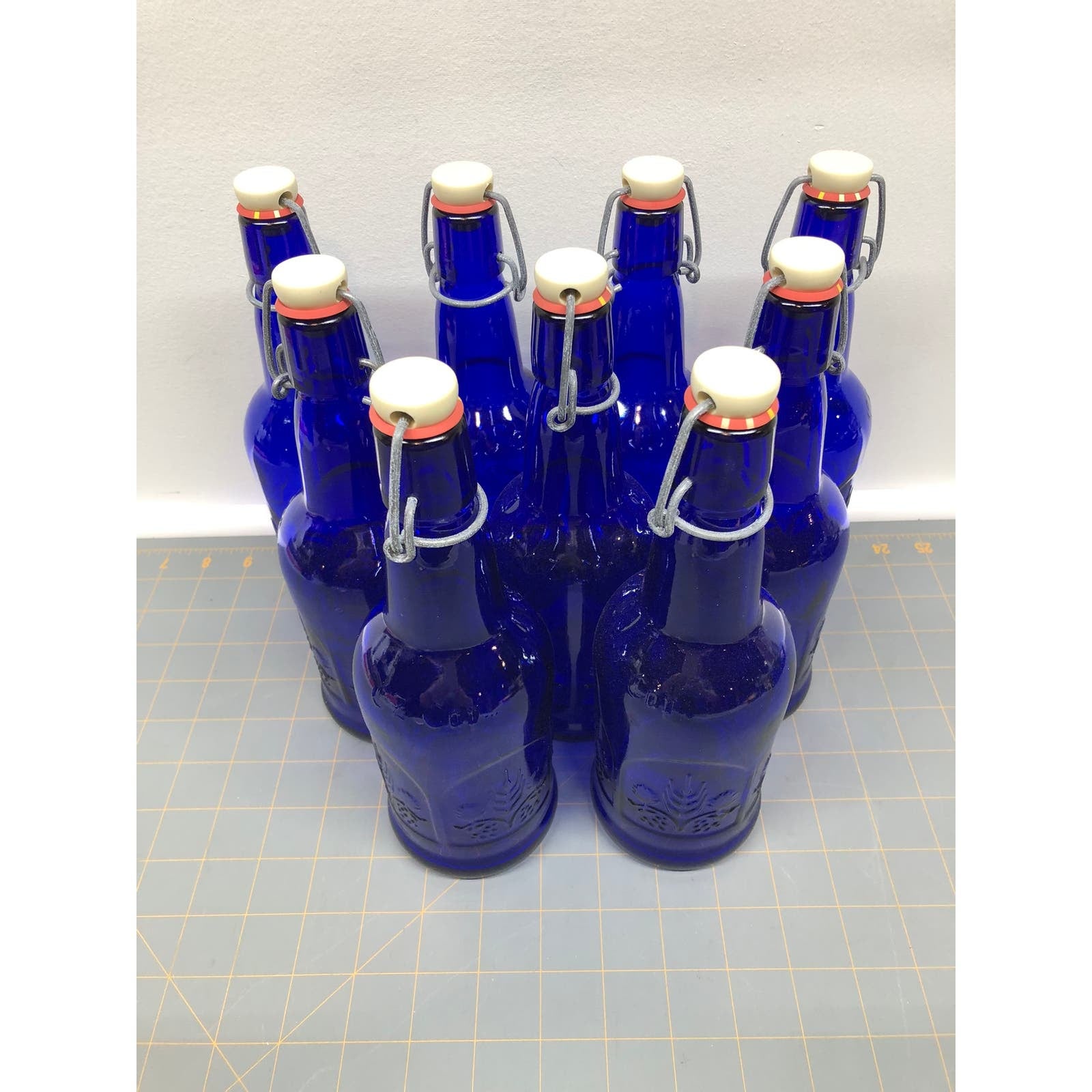 EZ Cap or CZ - Wire Bail Stopper - Cobalt Blue Glass Bottle 9” Tall Beer / Wine