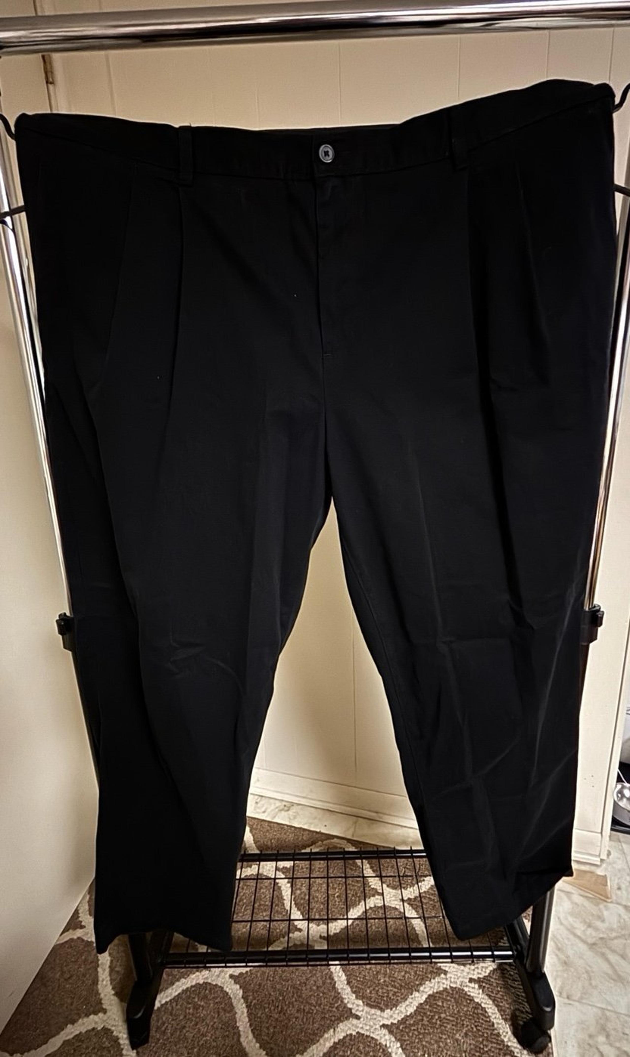 George Brand Black Chinos Slacks Men’s Dress Pants (Pleated Front) - 48 x 32