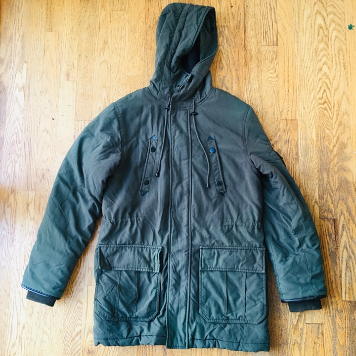 7 For All Mankind Army Green Utility Parka Coat Womens Size Small