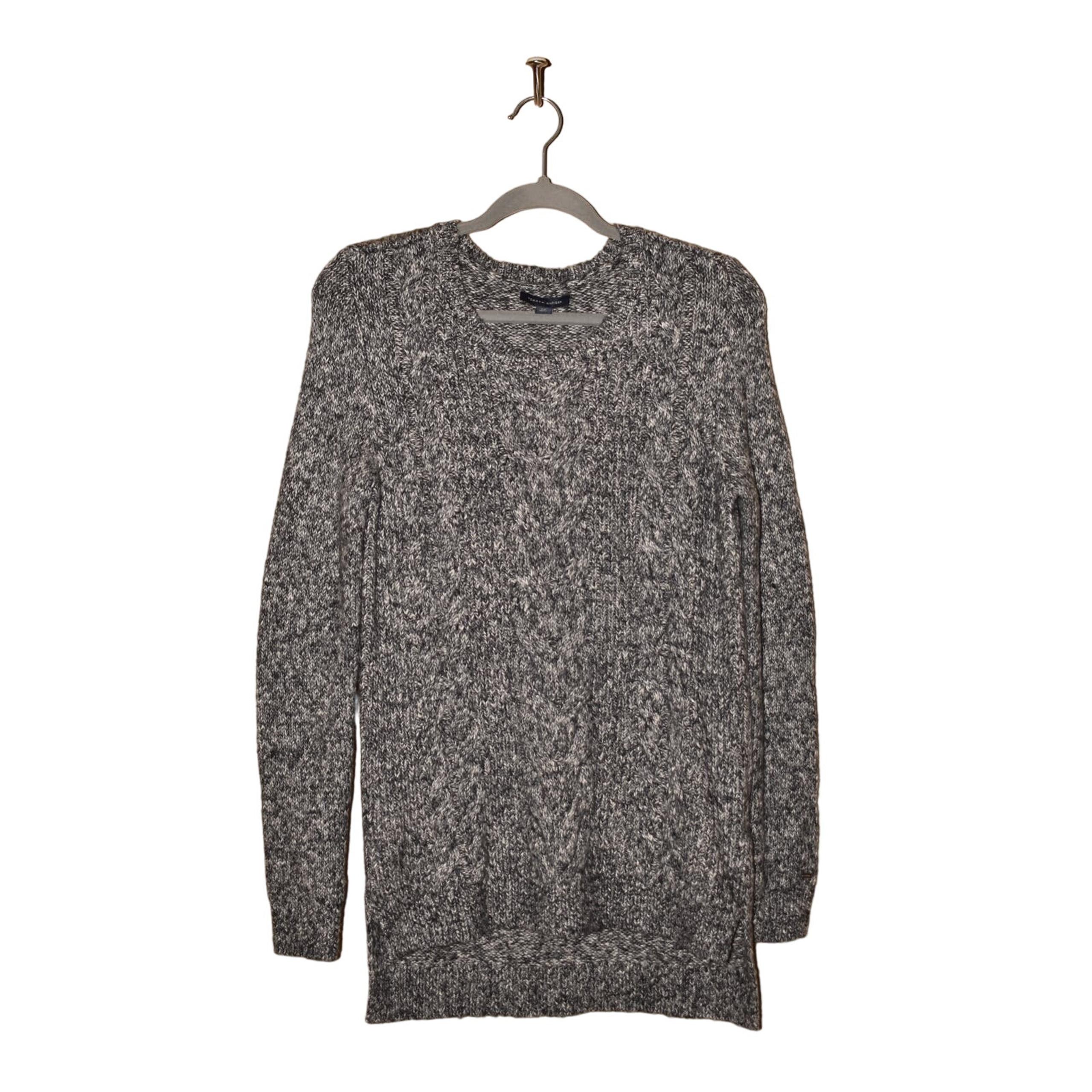 TOMMY HILFIGER NEW $70 Gray Marled Cabled Knit Tunic Sweater Small