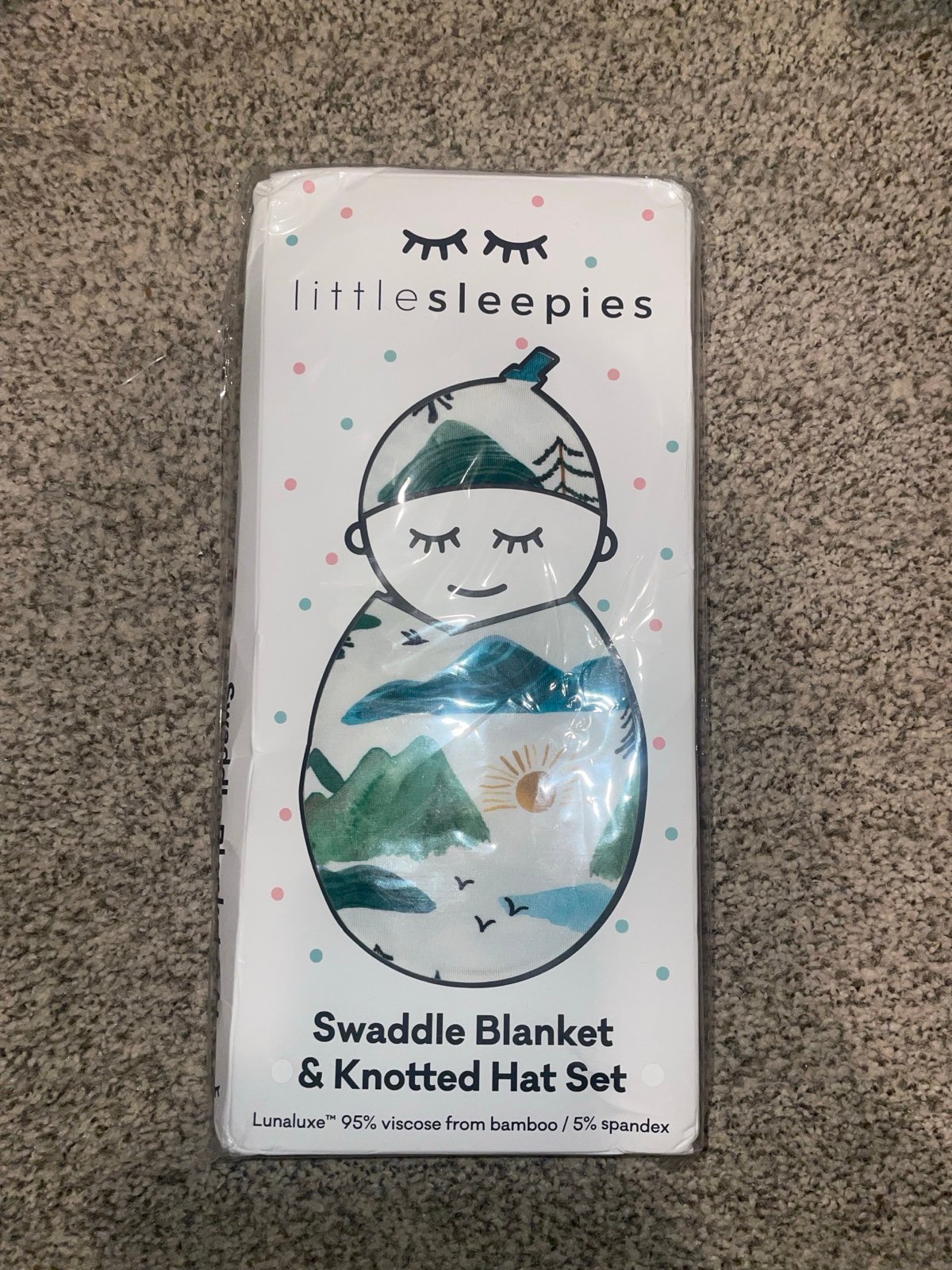 Little Sleepies mountain mist swaddle and hat set