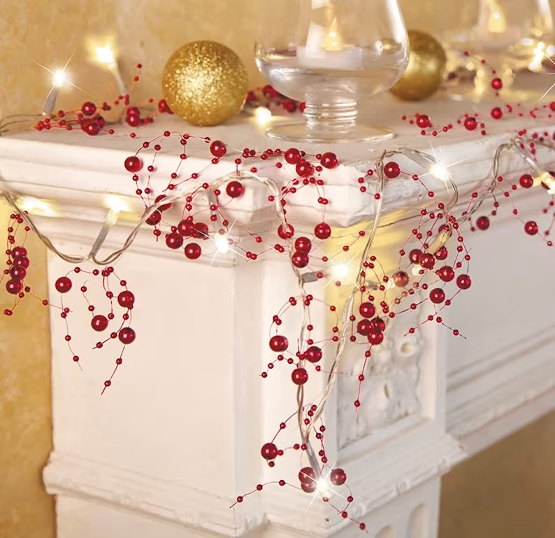 100FT LED Curtain String LightsChristmas Garland - Mantle railing lighted garlan