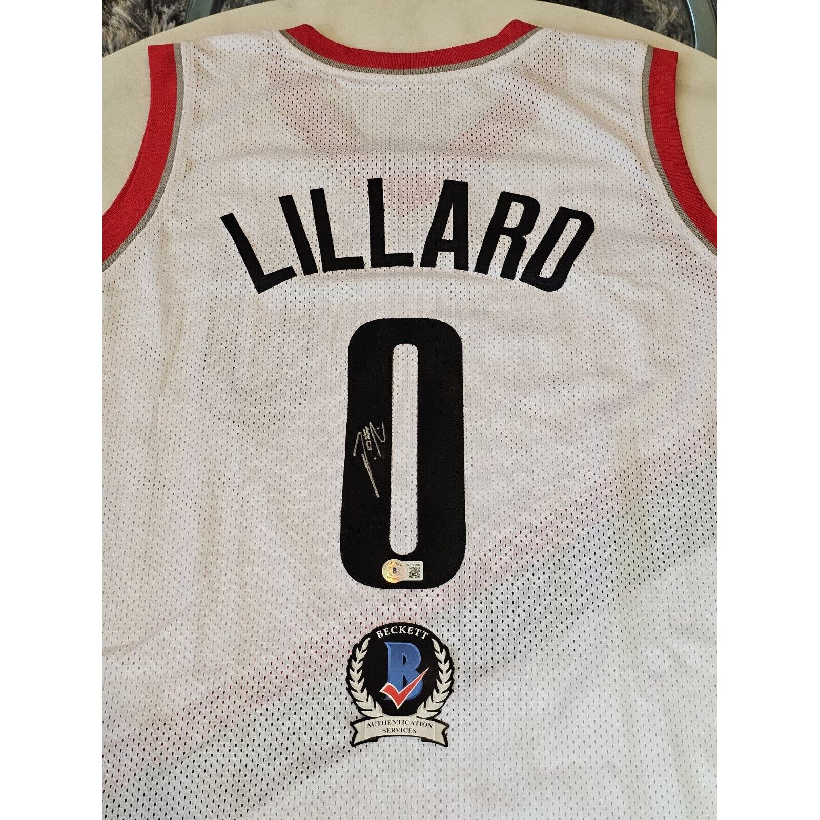 Damian Lillard Autographed/Signed Jersey Beckett COA White Custom Jersey