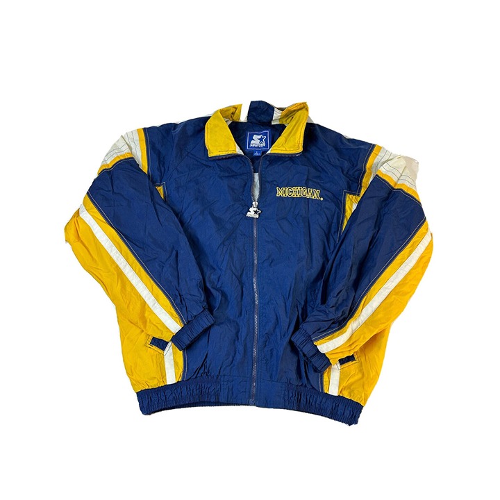 Vintage Starter Mens L Michigan Wolverines Color Block Nylon Windbreaker Jacket