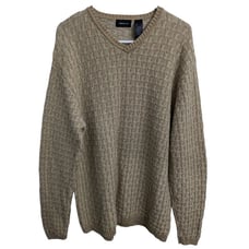 Claiborne Men's V-Neck Sweater, Size Large, Soft Cotton, Light Brown