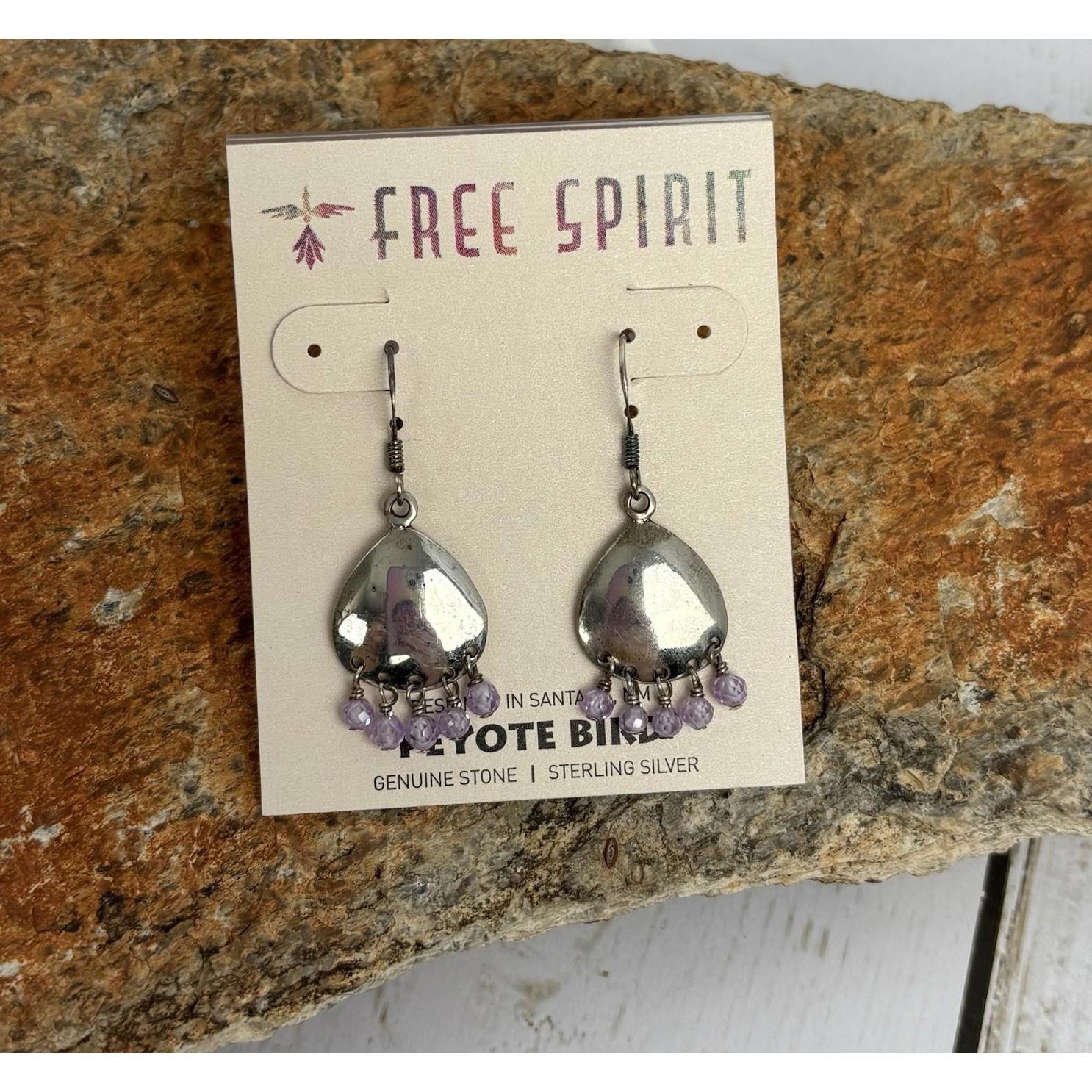 Peyote Bird Sterling Amethyst Faceted Bead Earrings J070
