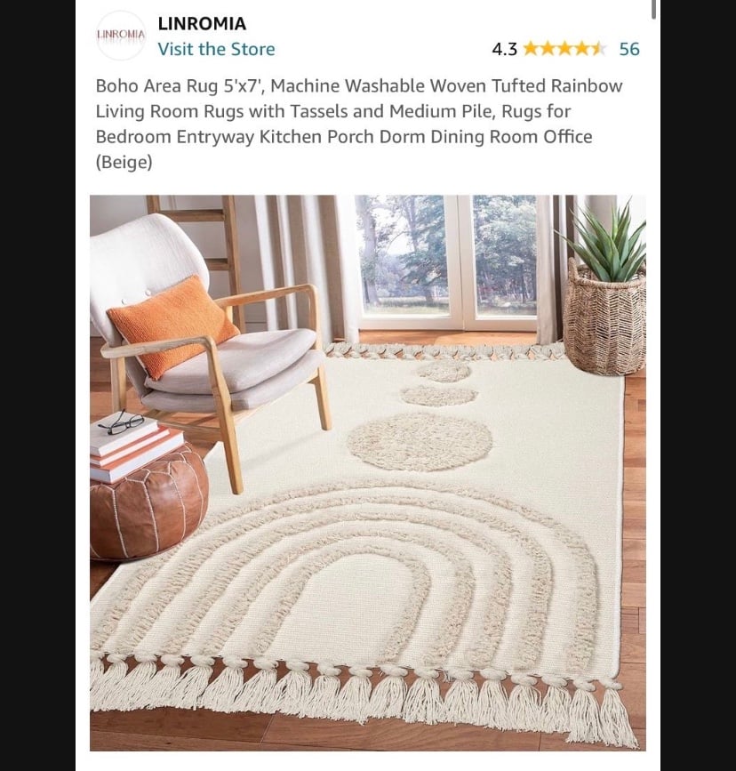 Rug5x7 washable boho rug