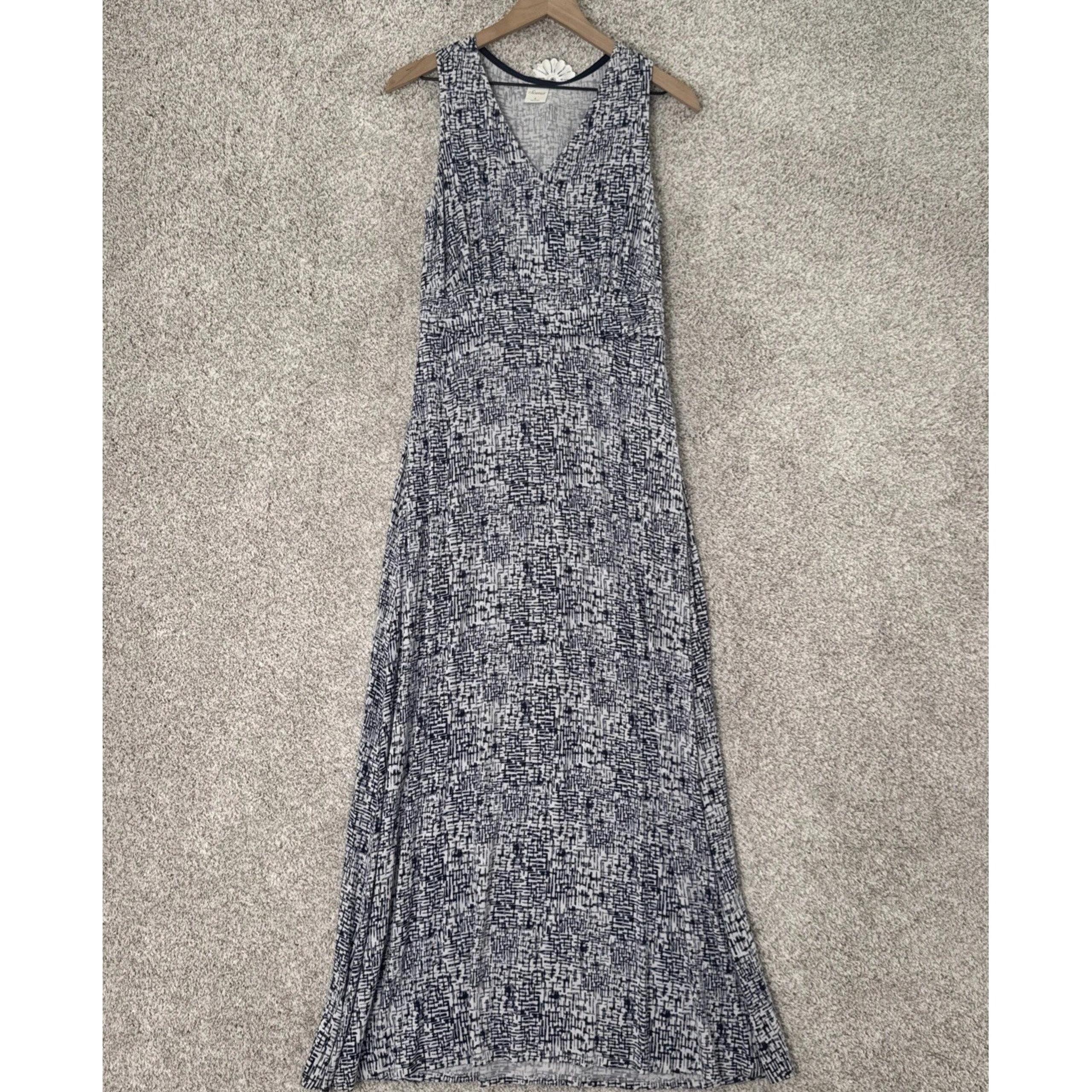 Soma Maxi Dress Women's S White/ Blue Stretch Sleeveless Soft Jersey
