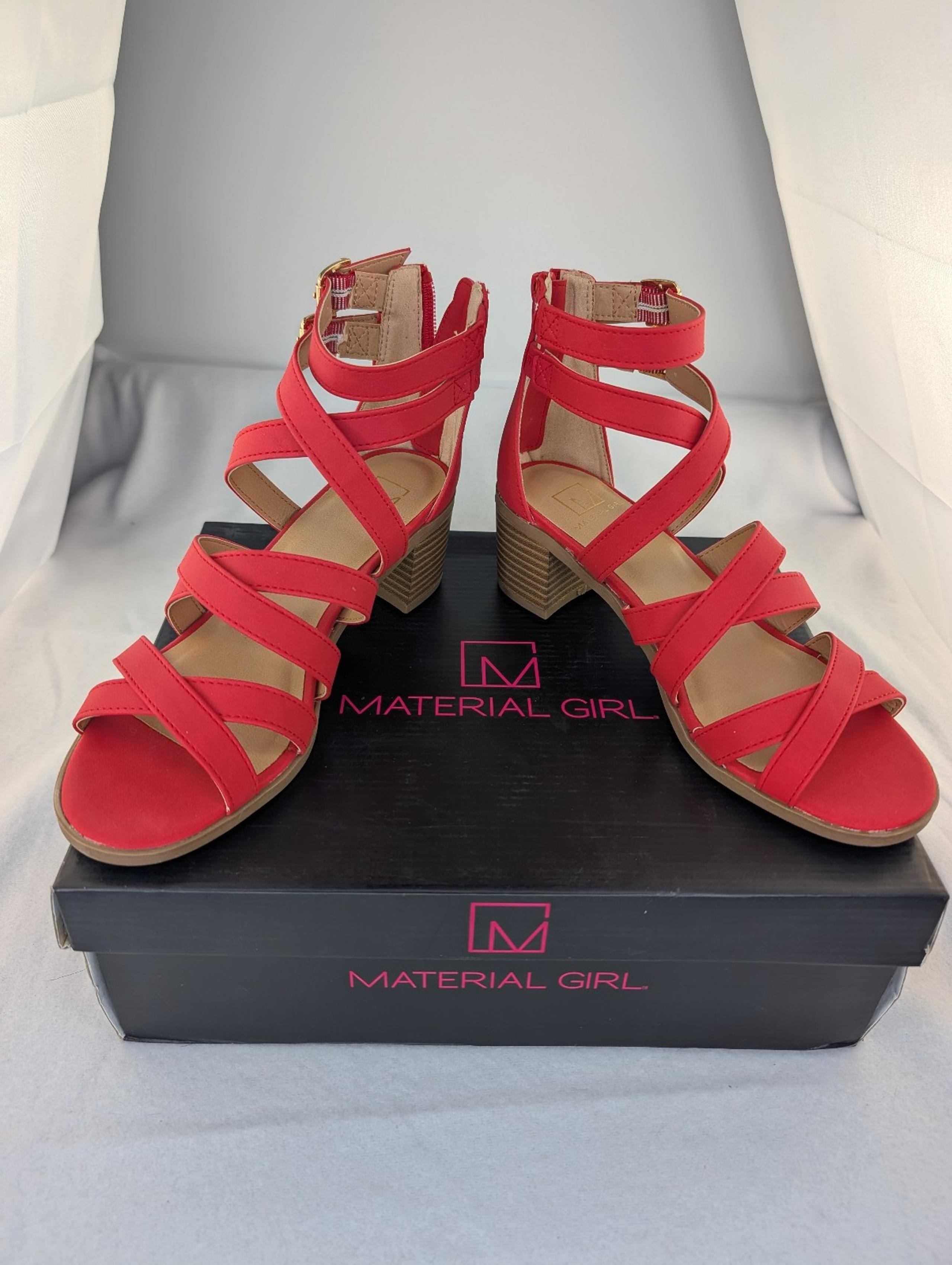 Material Girl Red Strappy Sandals Shoes Size 6.5 New in Box