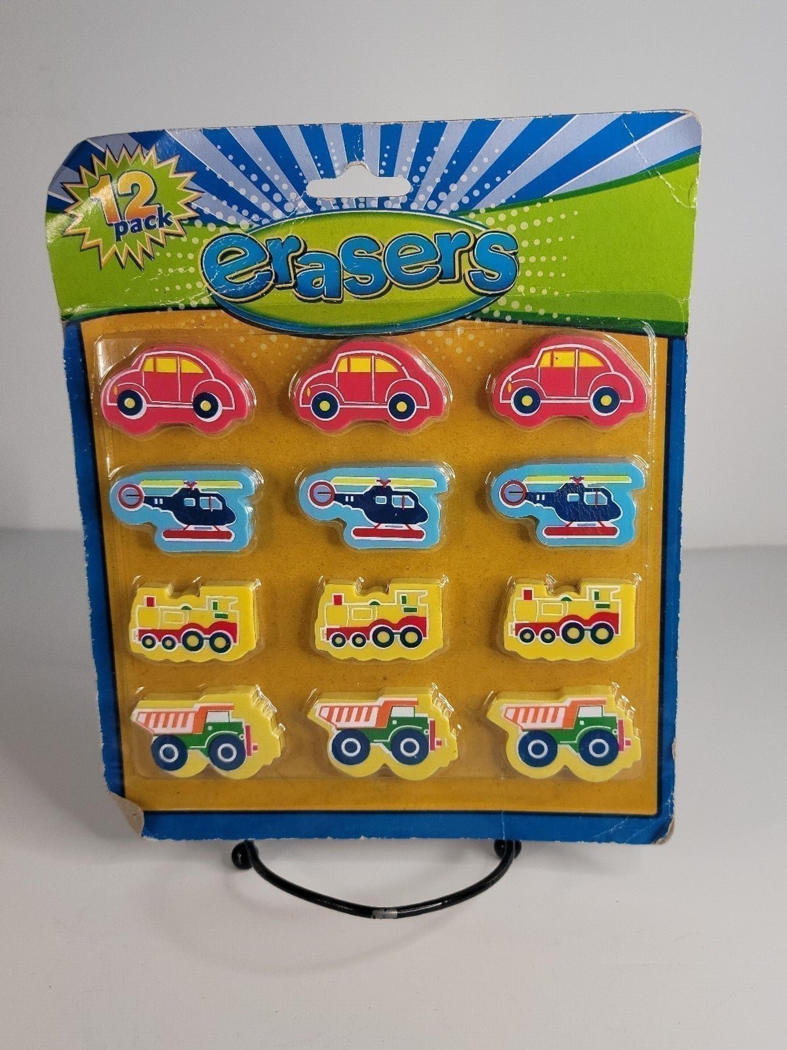 Vintage NOS 12 Pack Car Vehicle Erasers Great For Home School Party Favors