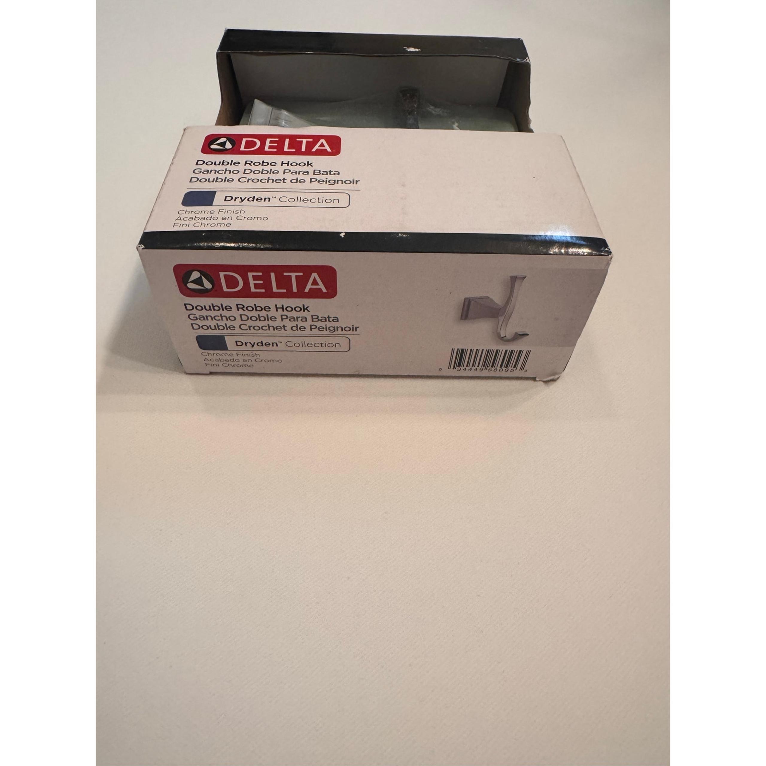 Delta Double Robe Hook Dryden Collection Chrome Finish 75135 New