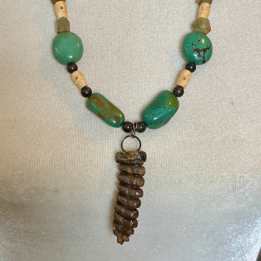 Beaded RattleSnake Rattle Rattler Pendant Necklace