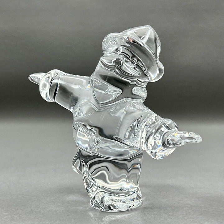 Baccarat France Crystal Ice Skating Santa Claus Paperweight Christmas Signed