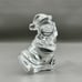 Baccarat France Crystal Ice Skating Santa Claus Paperweight Christmas Signed