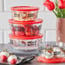 Pyrex Glass 8-piece Hello Kitty Decorated Food Storage Set NWT Super Cute