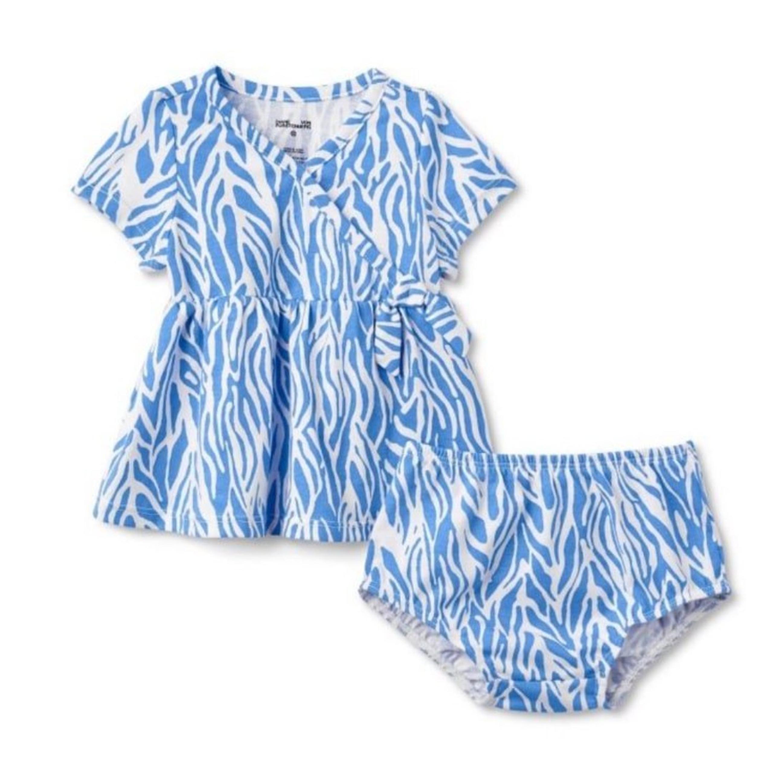 DVF Diane Von Furstenberg Target Short Sleeve Faux Wrap Dress 3-6M Sea Twig Blue