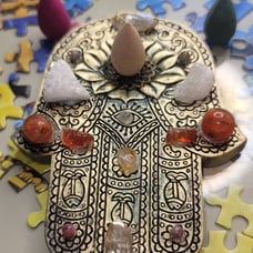 Hamsa hand of God with Raw Christals Handmade & designd By WajanaL