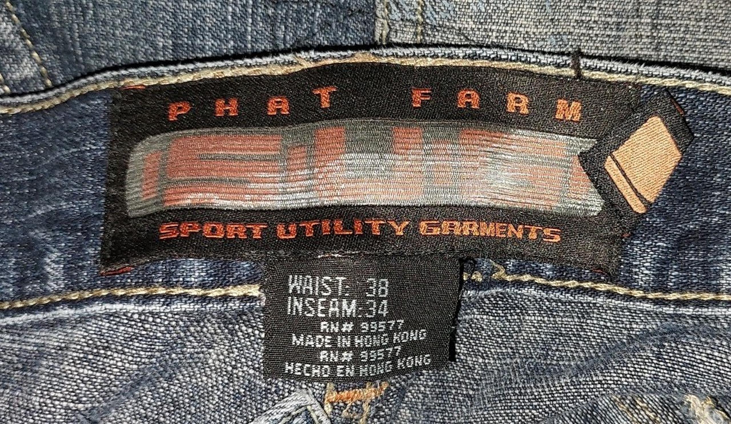 Vintage Y2K Phat Farm Distressed  Sand Blast Denim Mens Size 38X34