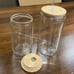 Case of 25 glass cups. 16oz with bamboo lids