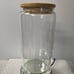 Case of 25 glass cups. 16oz with bamboo lids