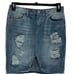 Vanilla Star Medium Wash Denim Distressed Pencil Straight Jean Skirt Size 7/8