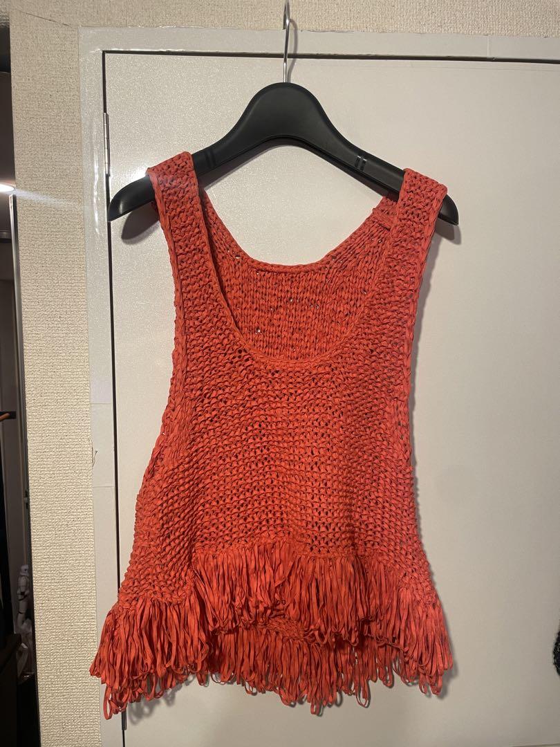 驚きの価格 RHODOLIRION YARN RIBBON - VEST FRINGE トップス