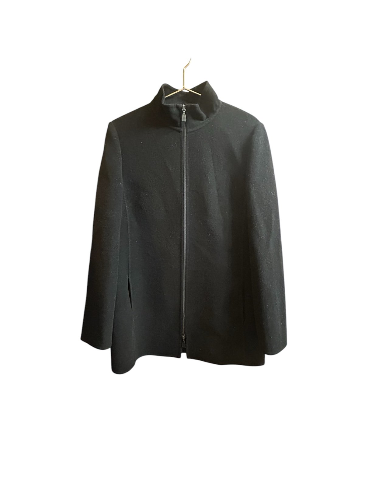 MaxMara Black Wool Double Zip Jacket Designer Classic Evening Jacket Size 12