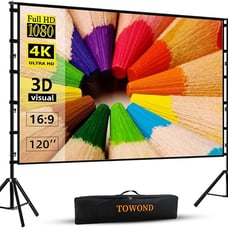 Towond 120 inch Projector Screen & Stand Indoor Outdoor Projection Screen 4K NEW