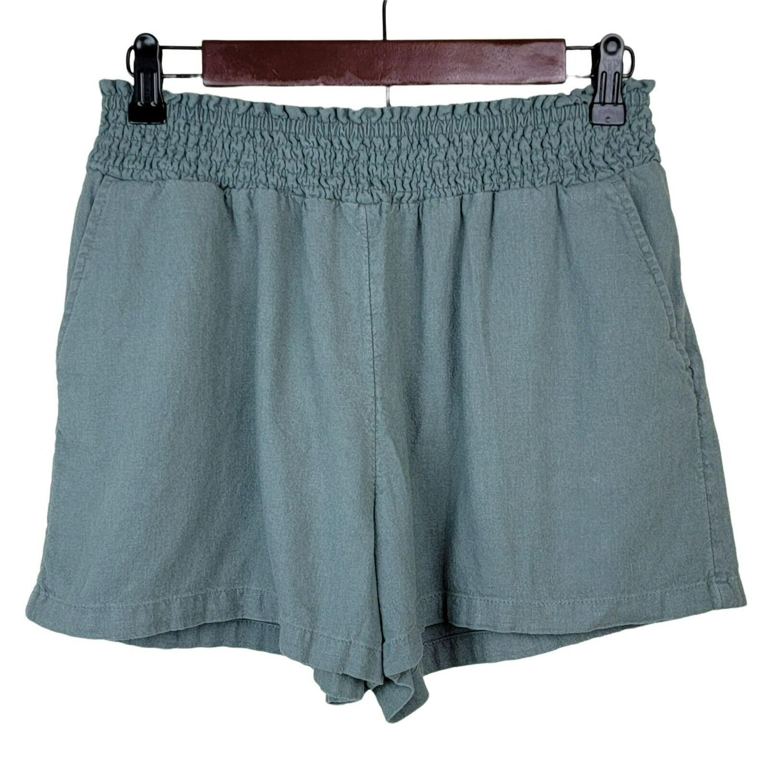 Universal Thread Green Linen Shorts Womens Sz XS High Rise 3" Pull On Casual