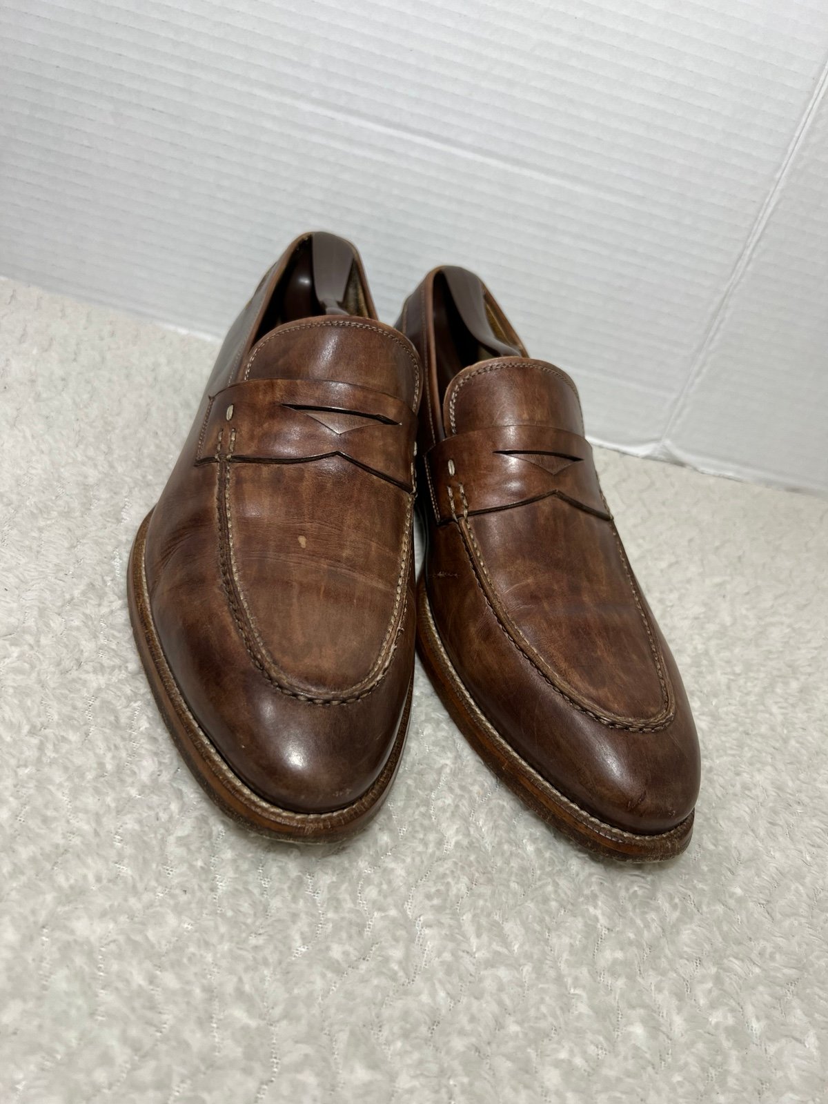 Magnanni Diezma Mens Sz 8 US 9 M Loafers Dress Shoes Slip On Brown Weathered