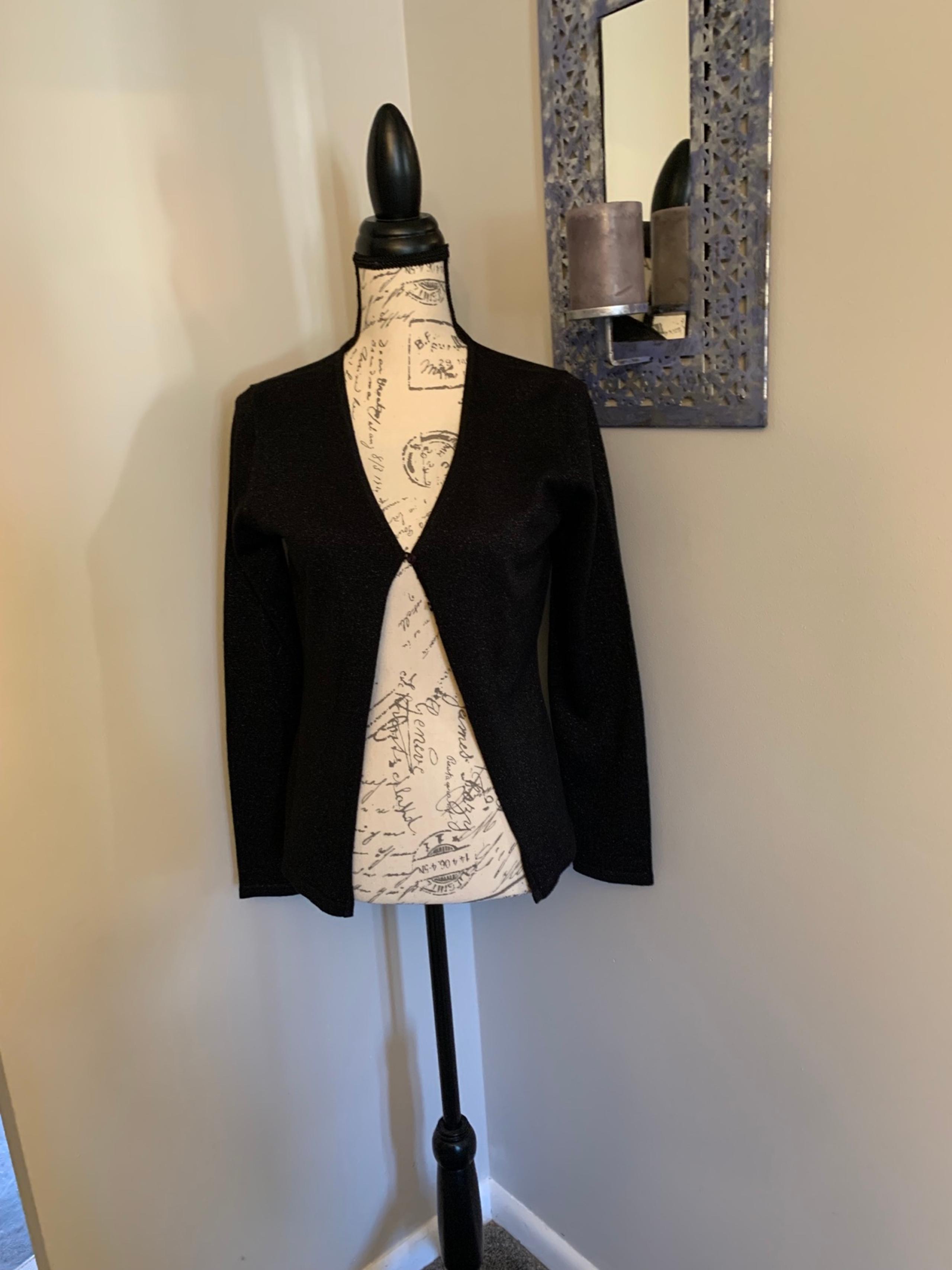 GUESS Black shimmery sweater size L button top cardigan