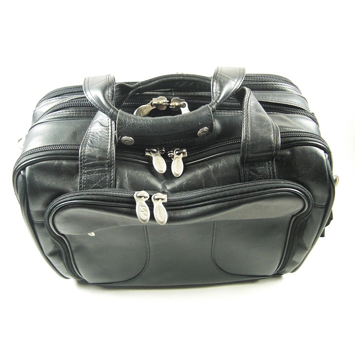 McKlein Leather Black Overnight Carry-on Laptop Briefcase Travel Luggage Bag