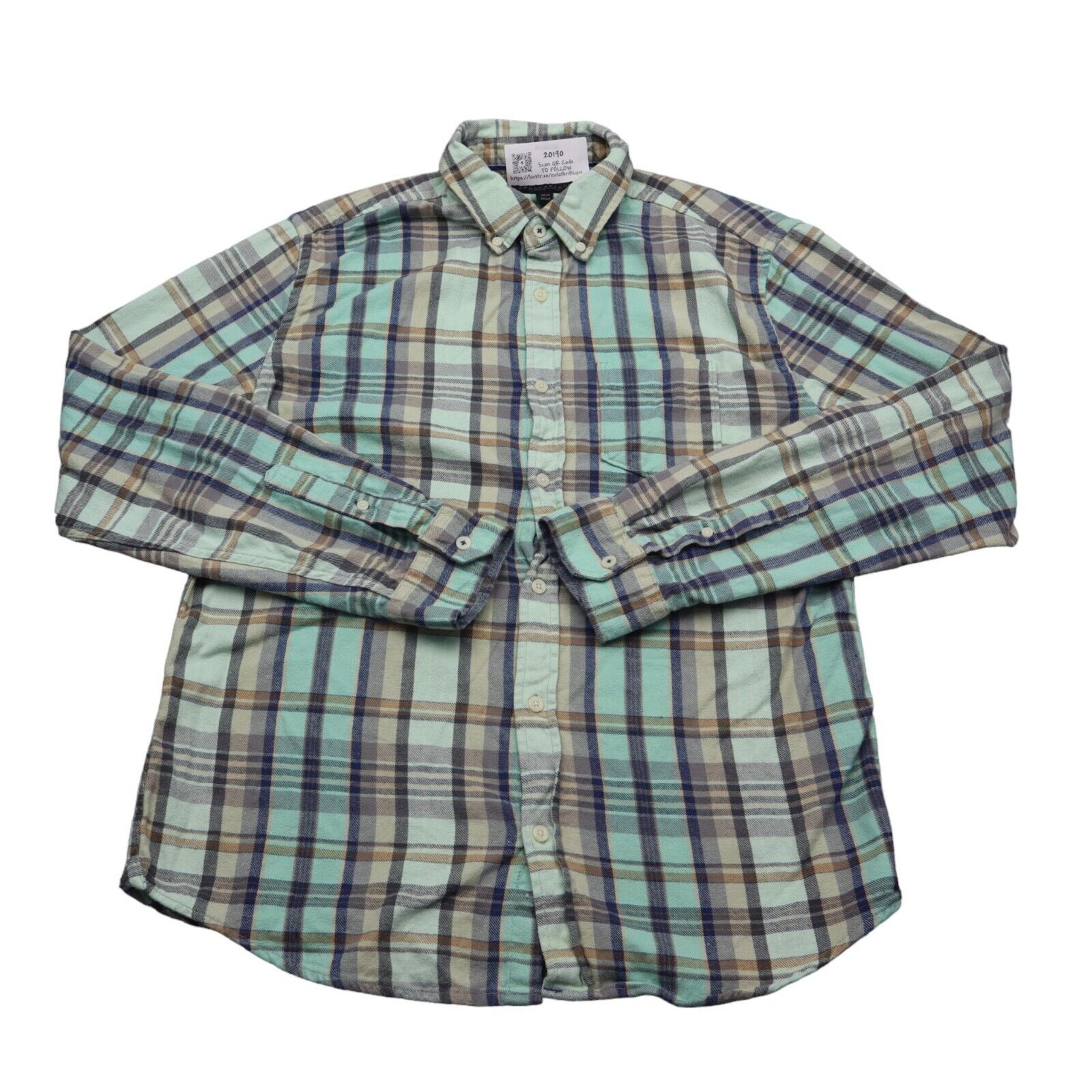Aeropostale Shirt Mens M Green Plaid Long Sleeve Western Button Up
