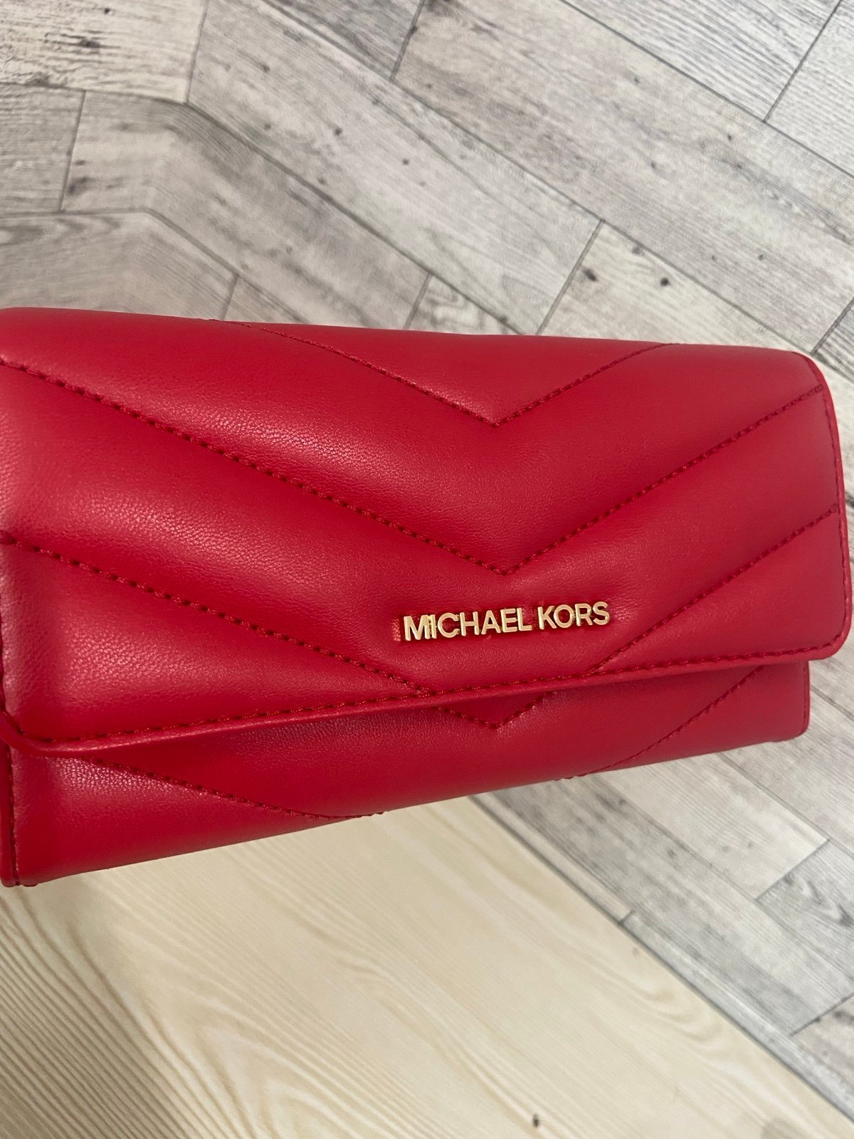 Michael Kors Red quilted Trifold Wallet