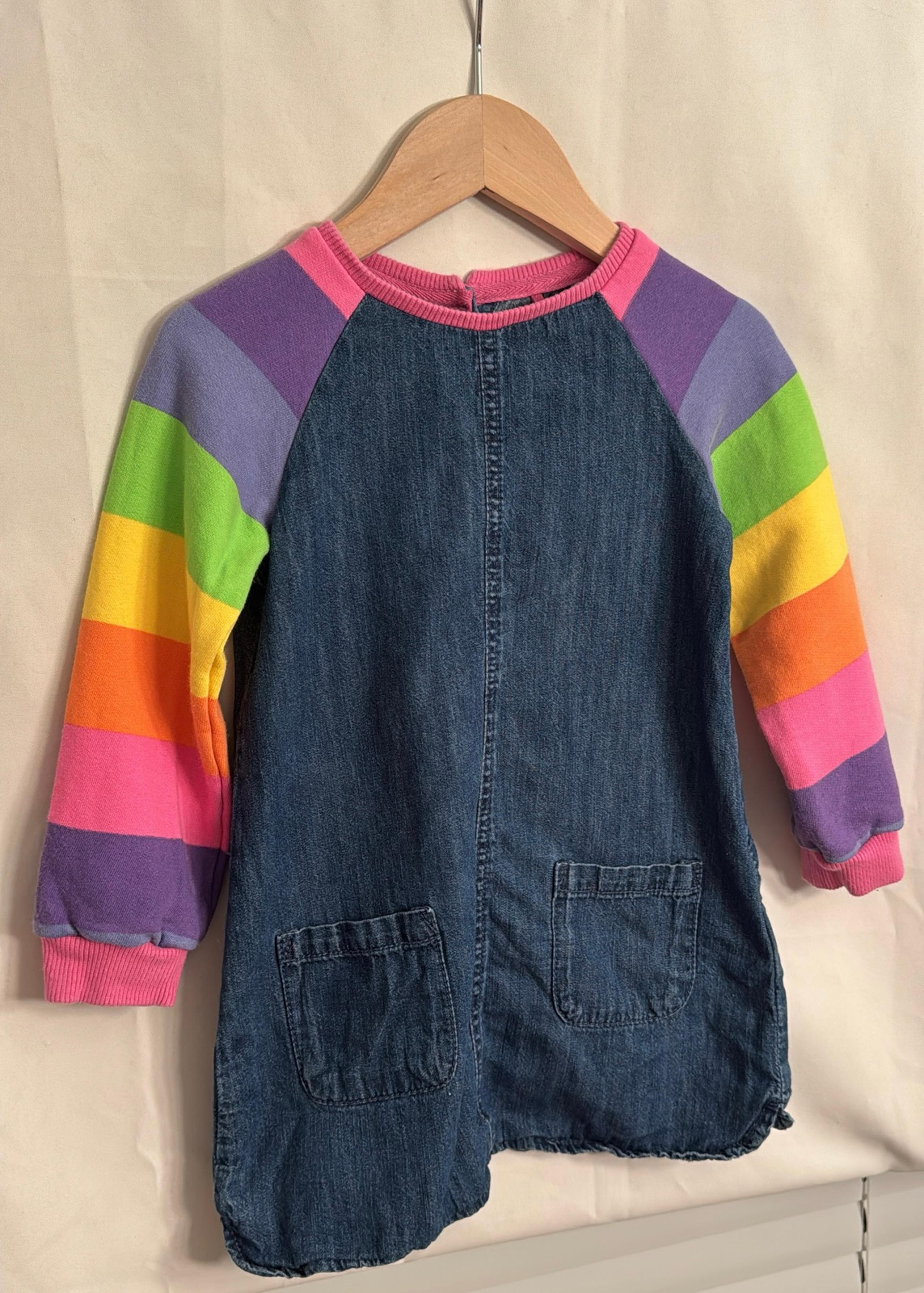 Next Rainbow Sleeve Denim Dress - Size 3/4 Years (104cm)
