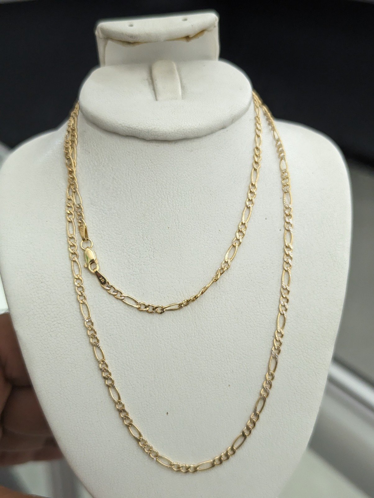 10kt Real Gold Figaro Diamond Cut Chain 2.5mm 20 inches