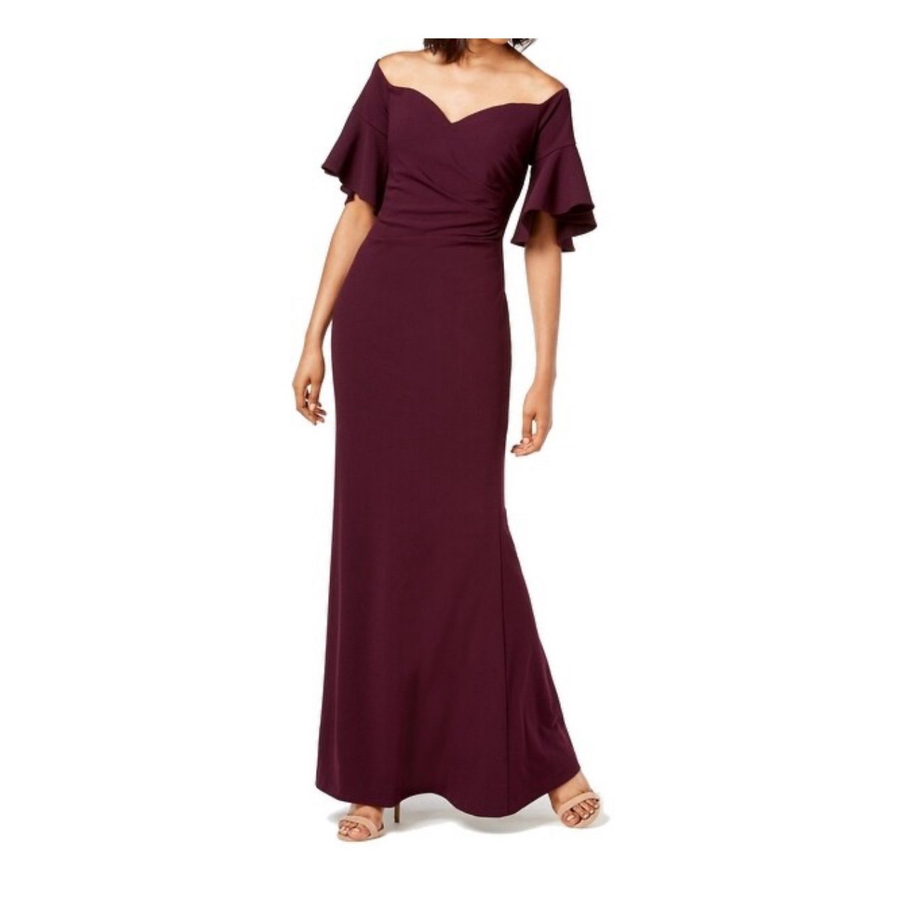 CALVIN KLEIN Womens Purple Gown Sweetheart Off The Shoulder 12