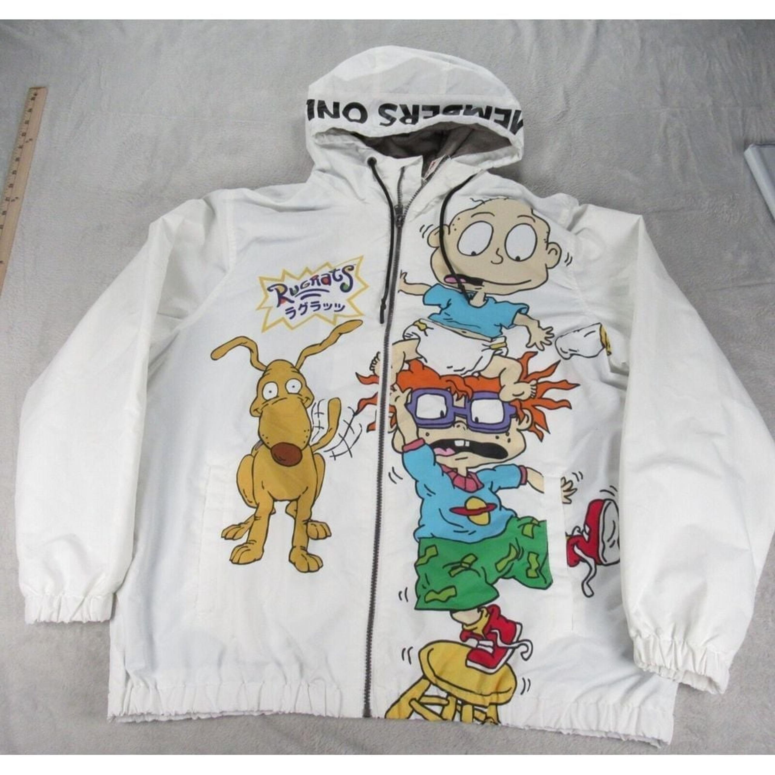 Members Only x Nickelodeon Rugrats Jacket Mens XL White Hooded Windbreaker NWT