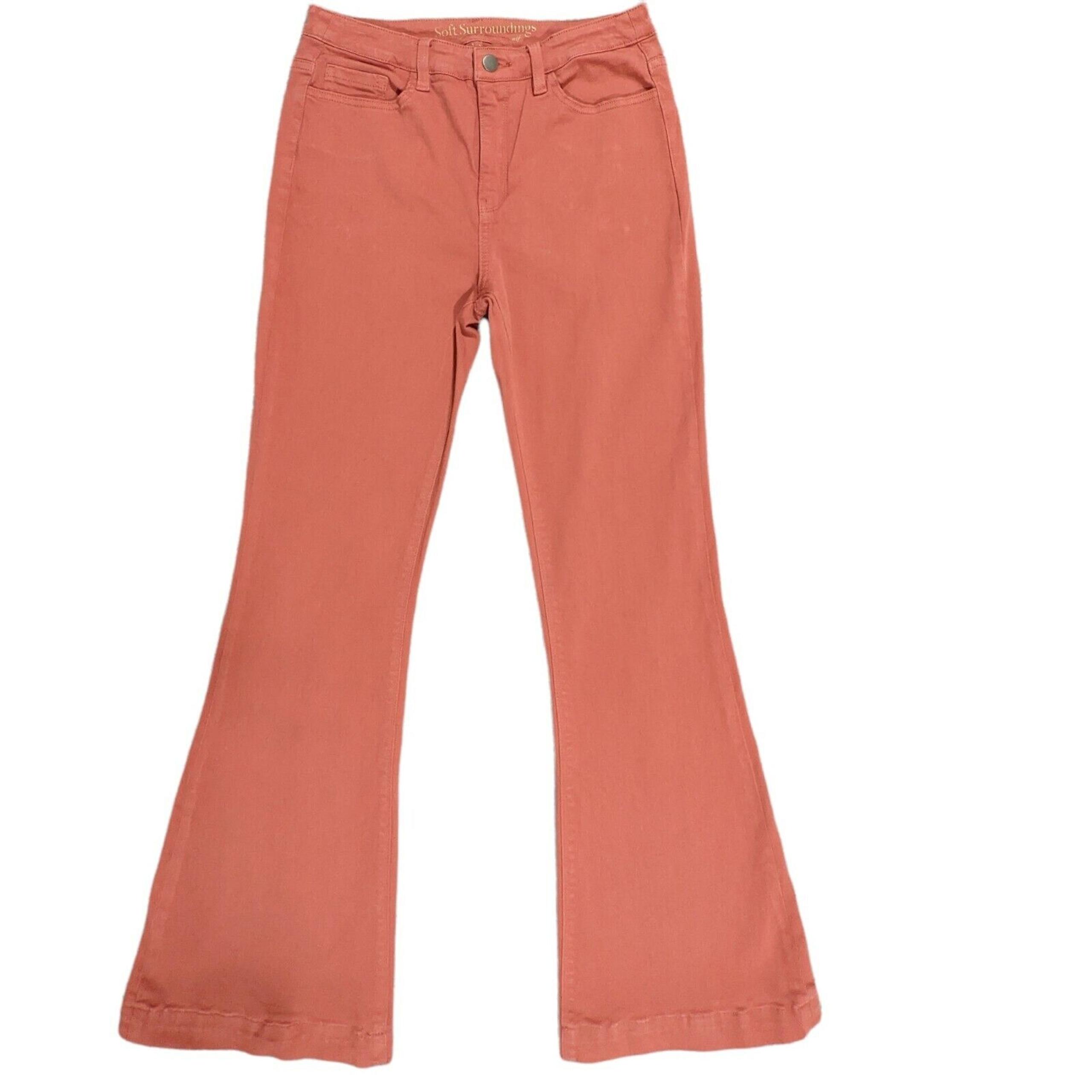Soft Surroundings Flared Jeans Women Size 6 Inseam 31" Burnt Orange Style 2AN48