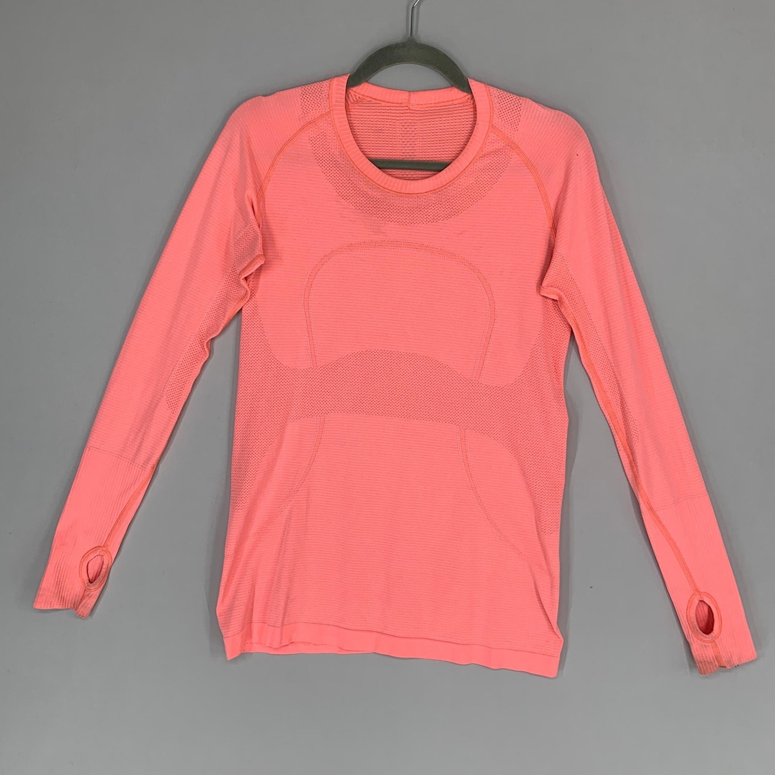 Lululemon Women Swiftytech Shirt 10 Pink Neon Activewear Long Sleeve