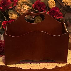 Vintage Bombay Co Wooden Organizer Caddy; Mahogany W/Handle & Divided Sections