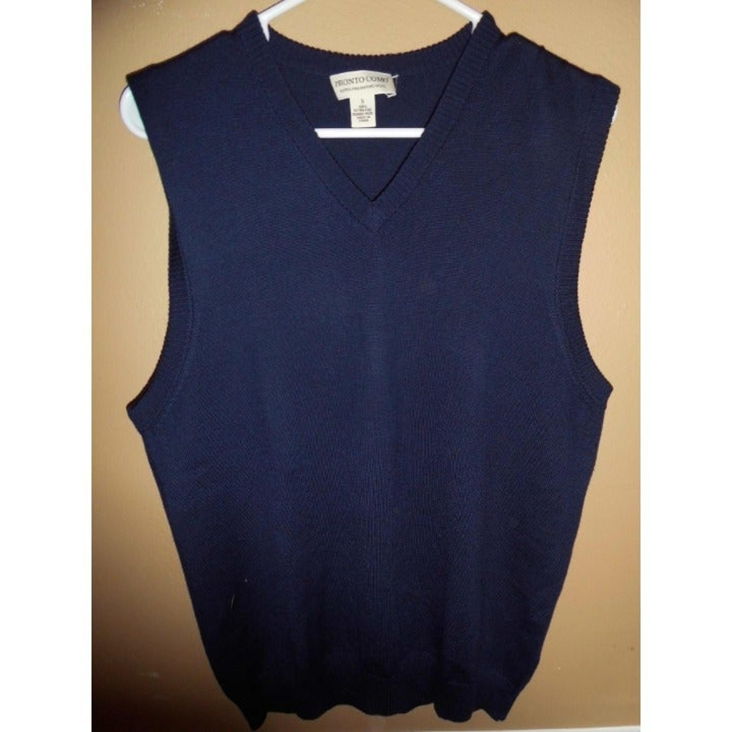 Pronto Uomo 100% Extra Fine Morino Wool Sweater Vest  Mens Sz Small