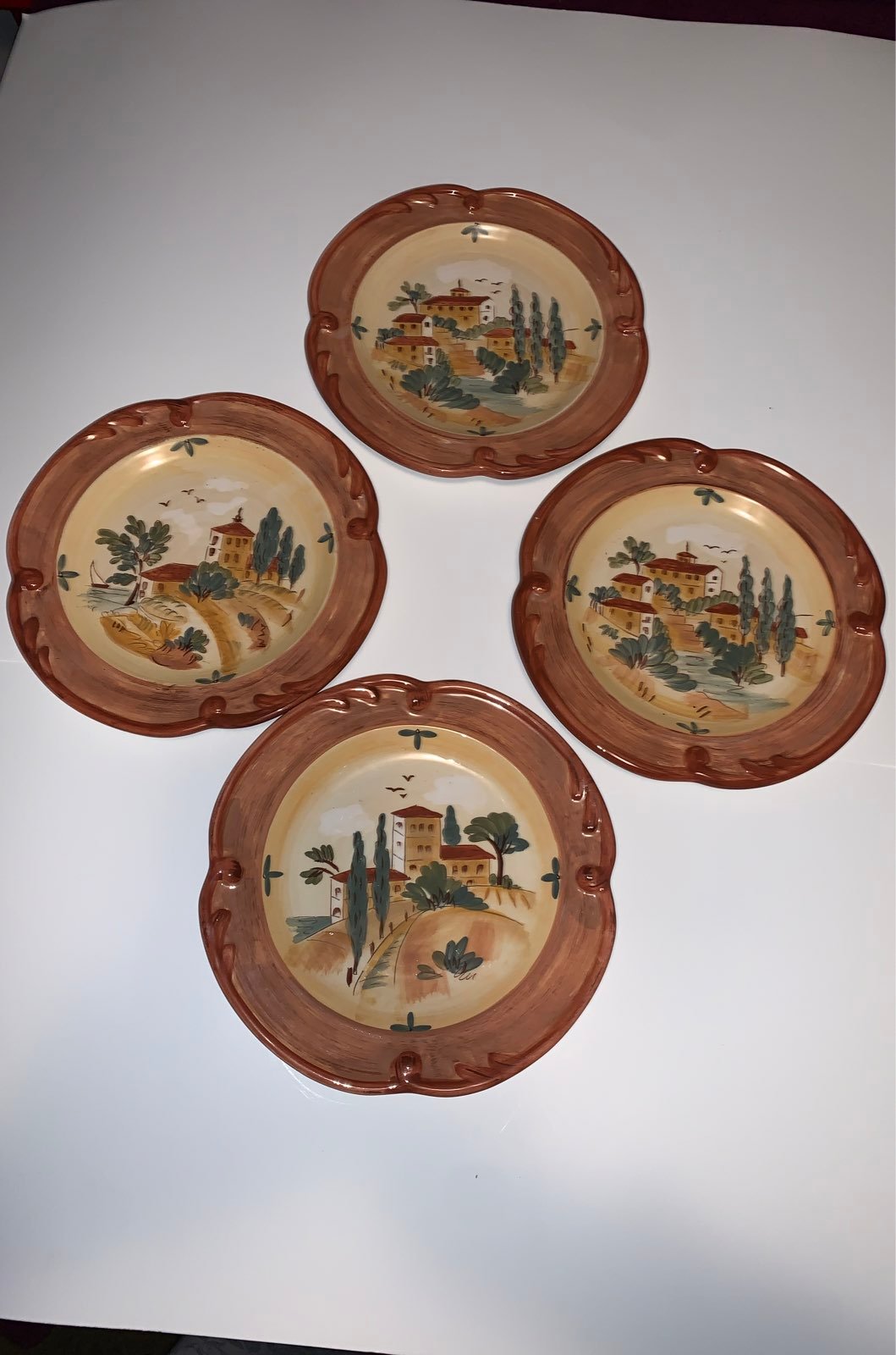 Four Tuscan Landscape Dessert Plates
