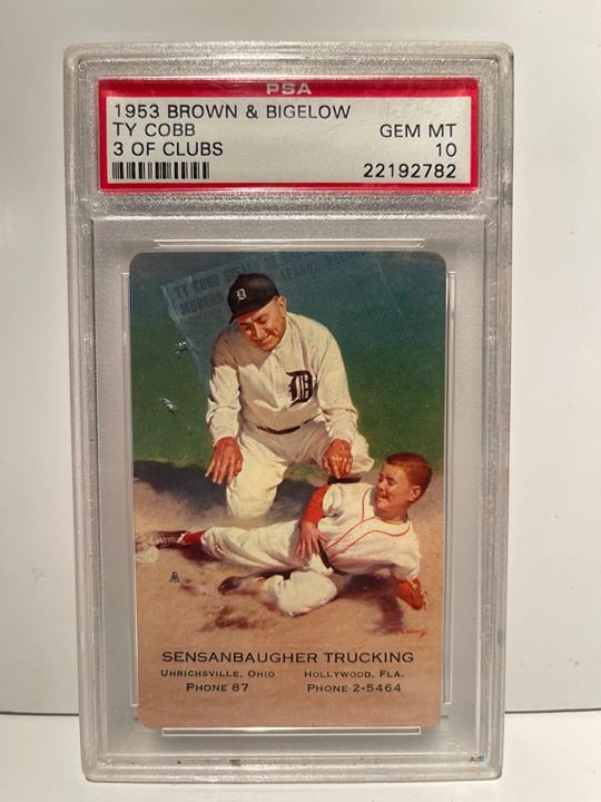 1953 Brown & Bigelow Ty Cobb 3 of Clubs PSA 10 Rare