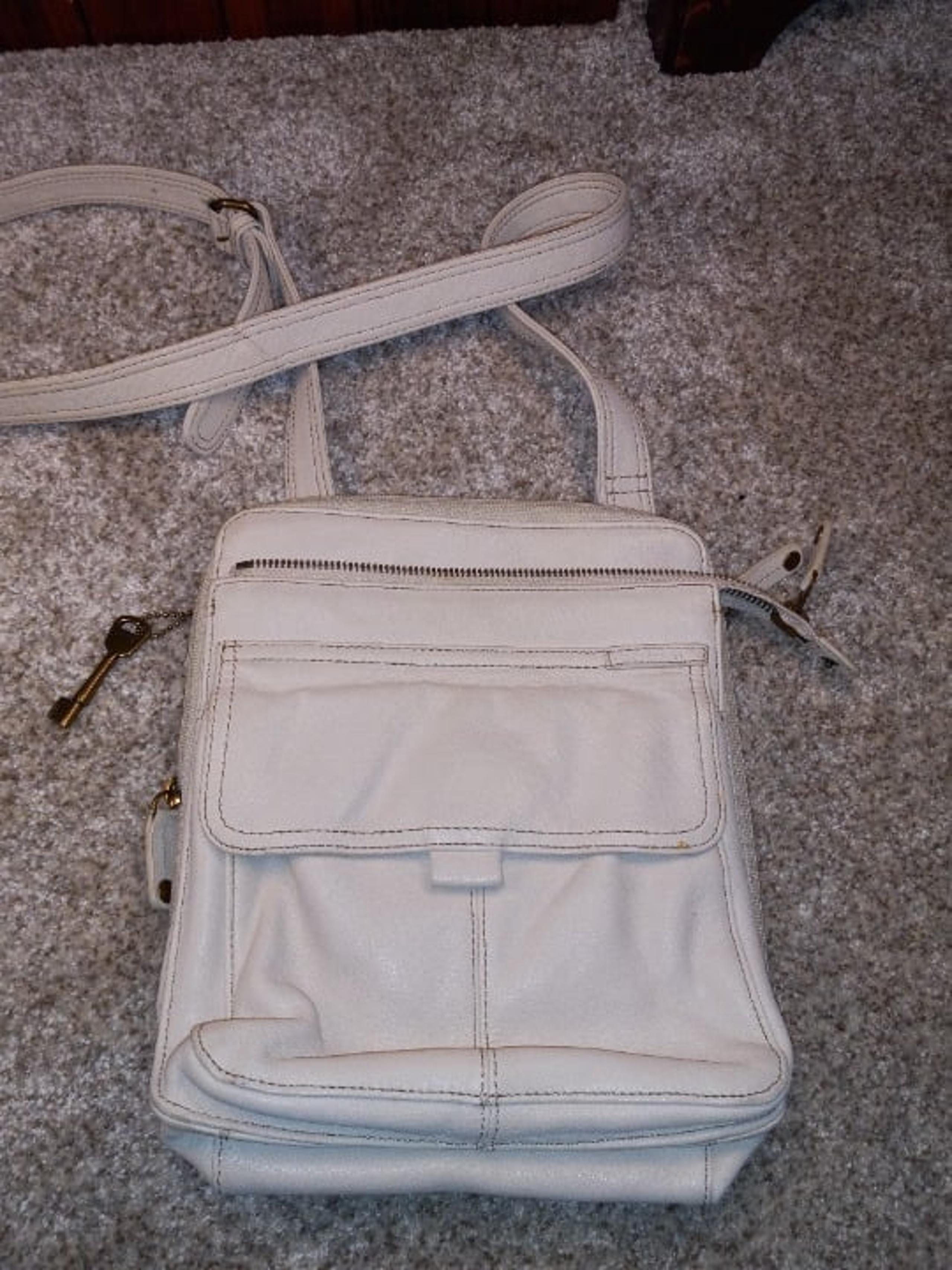 FOSSIL Ivory Women's Genuine Leather Crossbody Purse Messenger Bag 90's Y2K